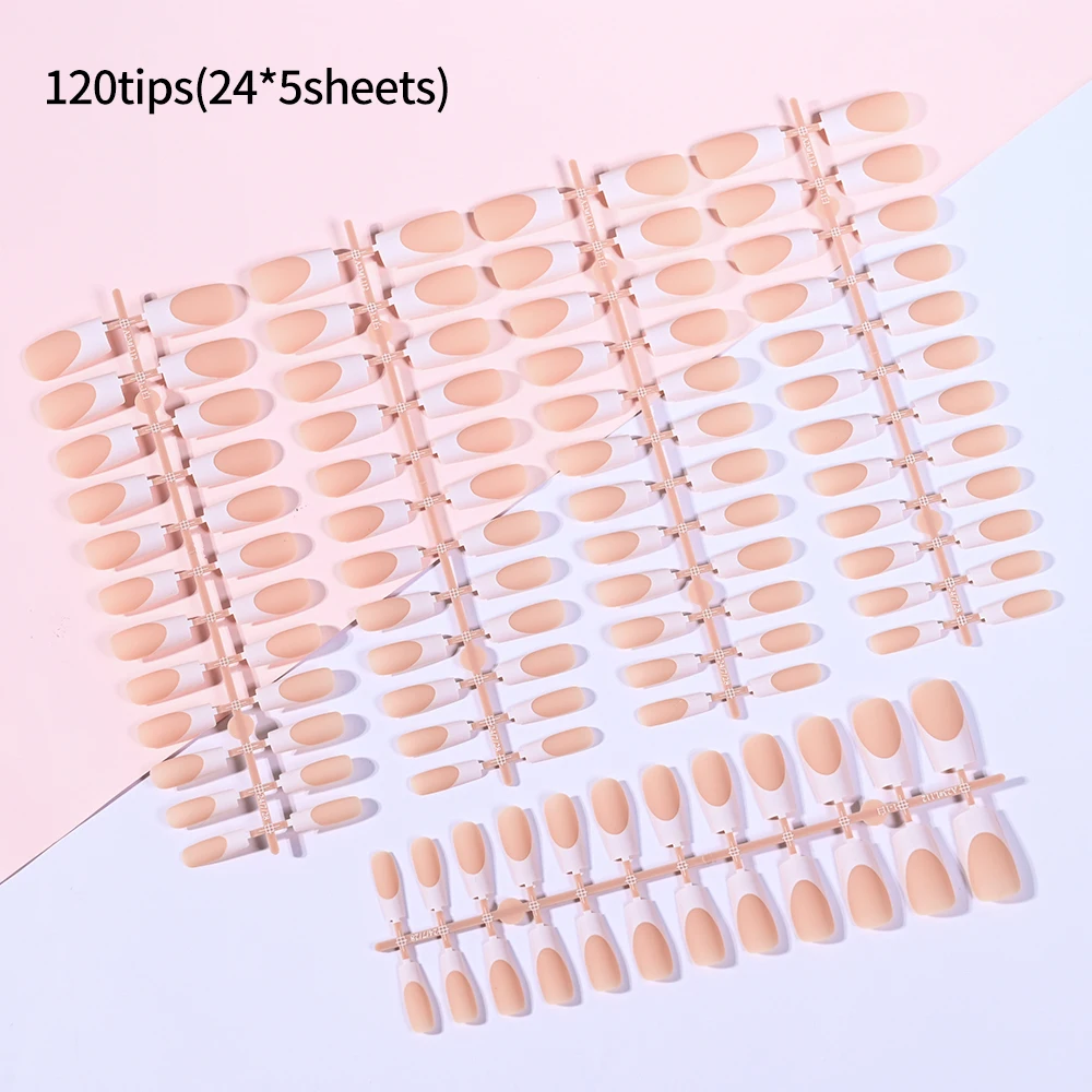 Description Picture 5 of item120/150pcs Medium-Square Pink &White French False Nail Tips Matte Pink Nude Press on Nails Full Cover Artificial Fake Nail Tips