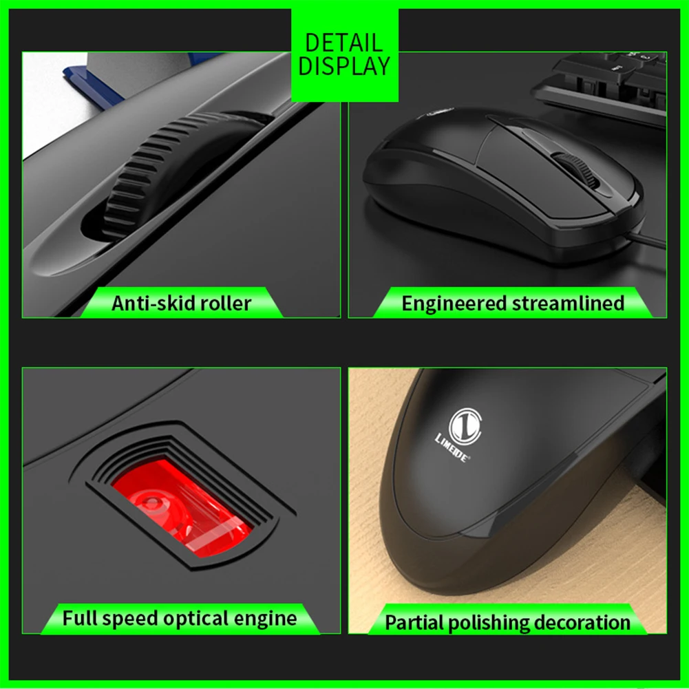 301 Wired Optical Mouse Universal USB Optical Engine Mouse Office Gaming Desktop Laptop Business Computer Peripherals
