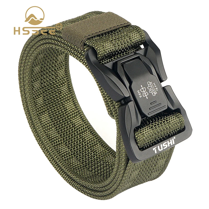 

HSSEE Tactical Outdoors Belt for Men Matte Black Metal Buckle Quick Release Military Army Belt Tight Nylon Casual Girdles Male