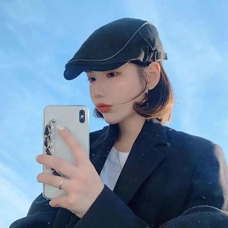 Vintage British Berets Men's Gentleman Peaked Cap Winter Cotton Visor Warm Windproof Street Hat Fashion Artist Casquette
