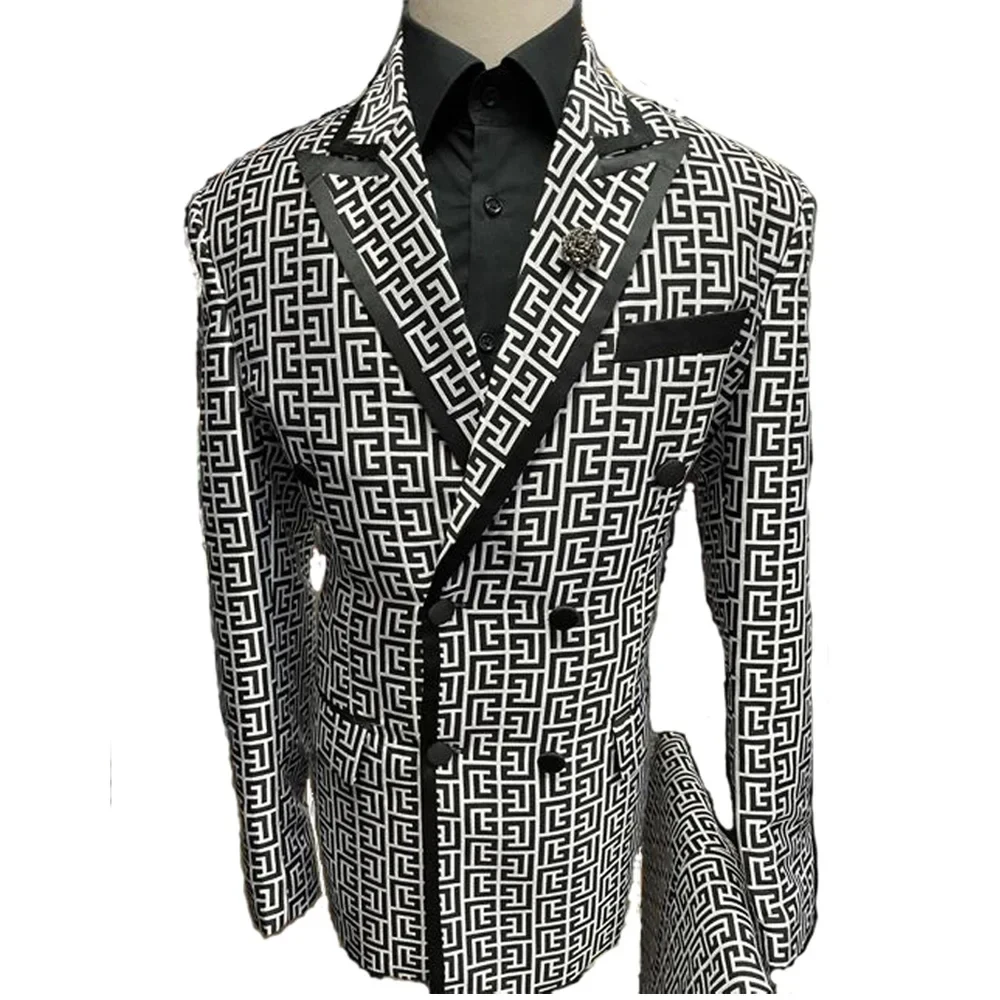 Fashion Jacquard Men Suits 2 Piece Wedding Groom Tuxedo for men