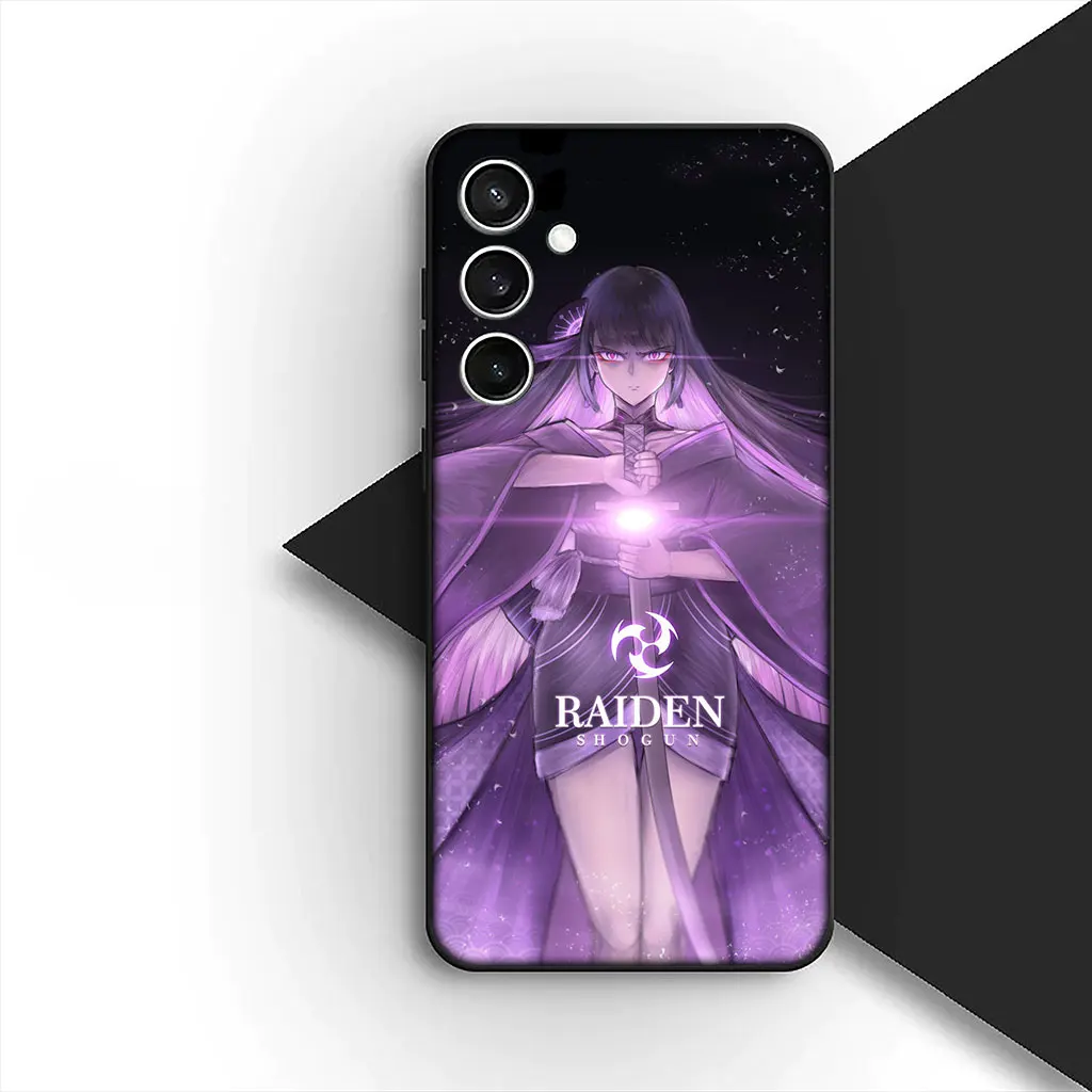 Elegant Raiden Shogun Phone Cover - Soft Protective Case with Genshin Impact Design