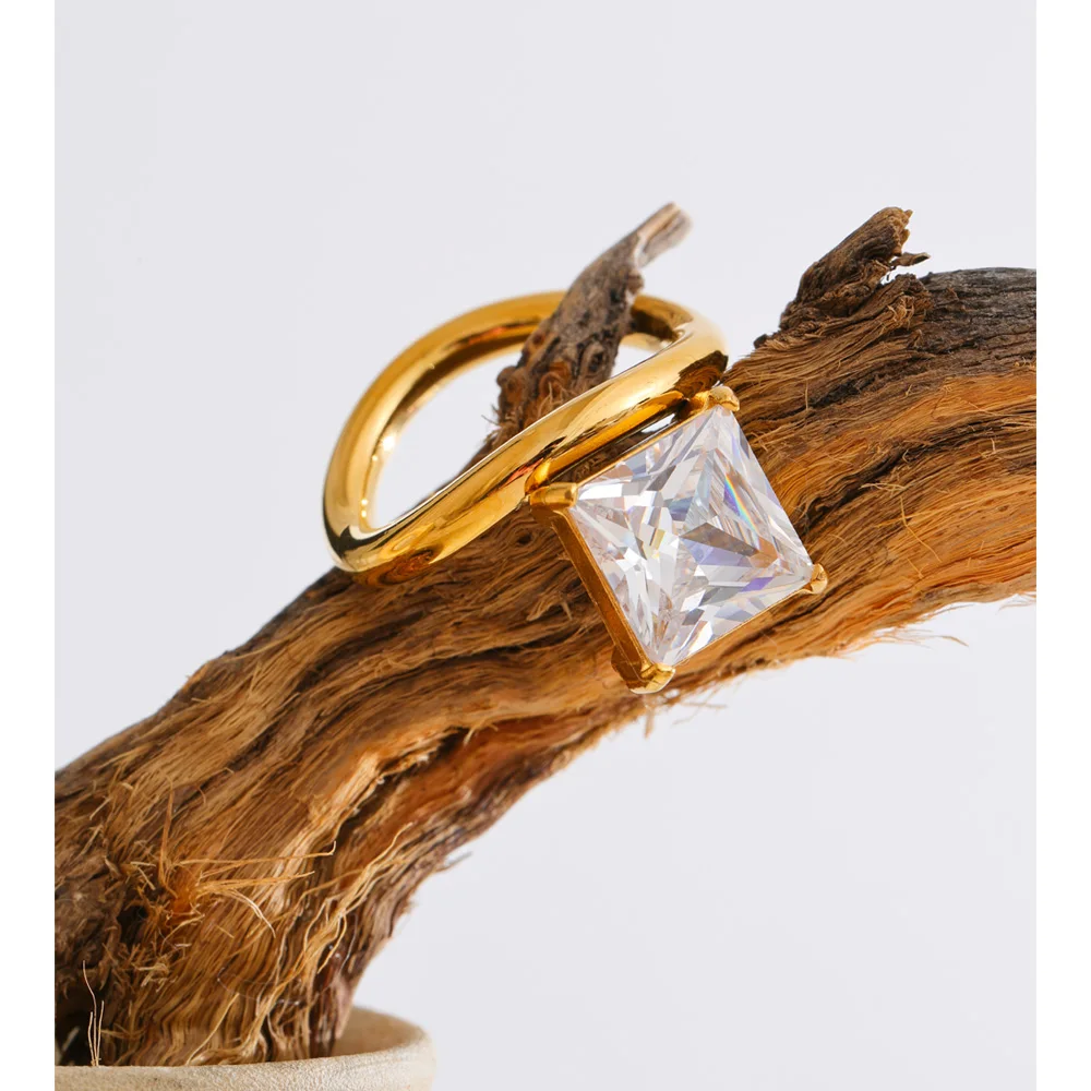 Yhpup Size 678 Cubic Zirconia Golden Ring