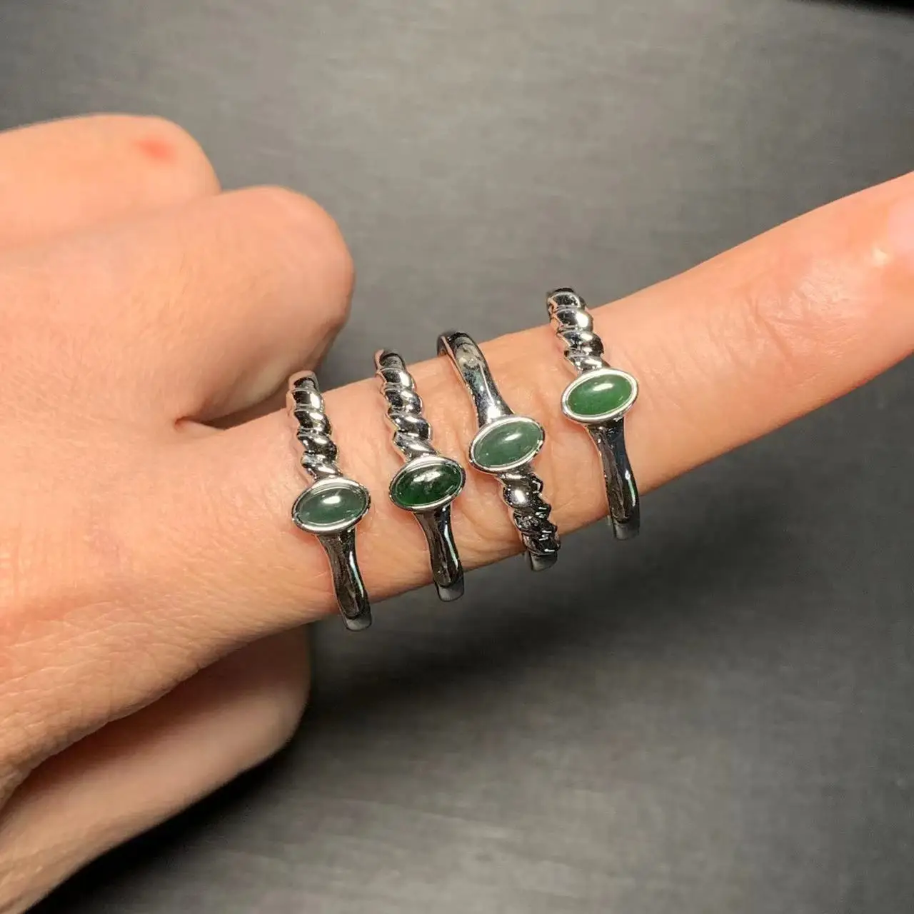 MM Natural Green Jade Ring  Adjustable Female Jewelry for Women Gift Wholesale High Quality Vintage Fine