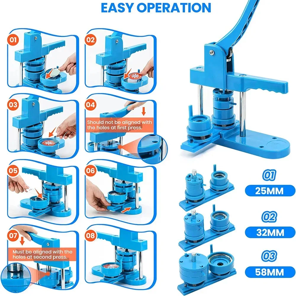 25/32/58MM Badge Button Maker Machine DIY Pin Brooch Button Badges Making Machine for Art Handicrafts Badge Punch Press Machine
