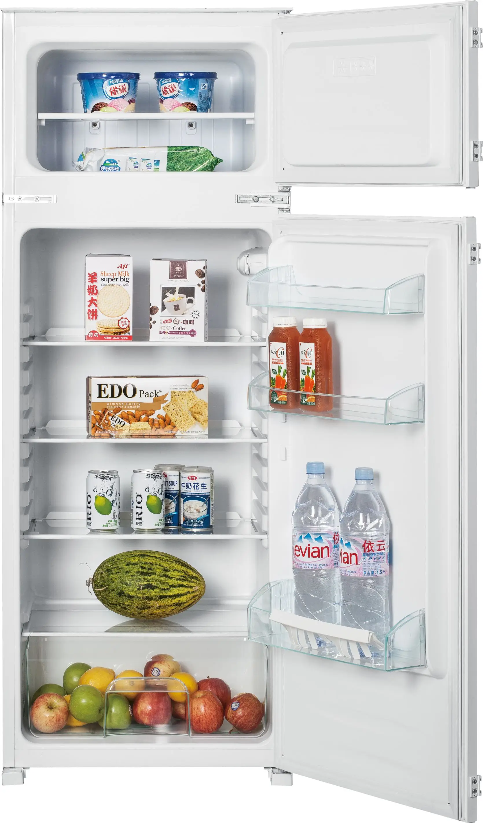 220L White 54CM Built-in Double Door Fridge, 41L Freezer, 179L Refrigerator