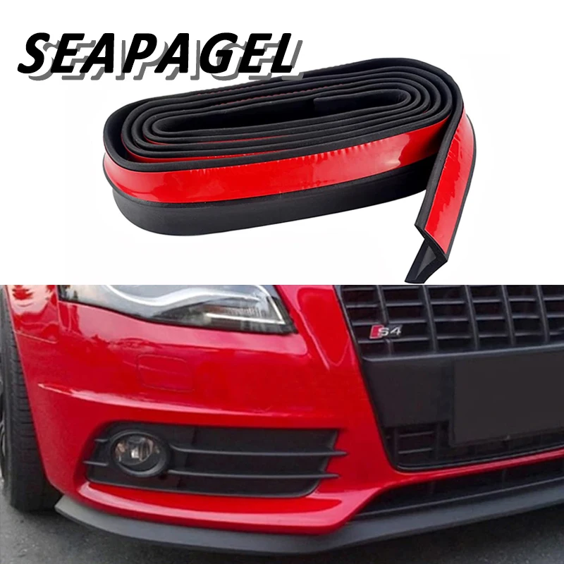 Universal Car Front Bumper Lip Spoiler Rubber Skirt Strip Body Trim Protector