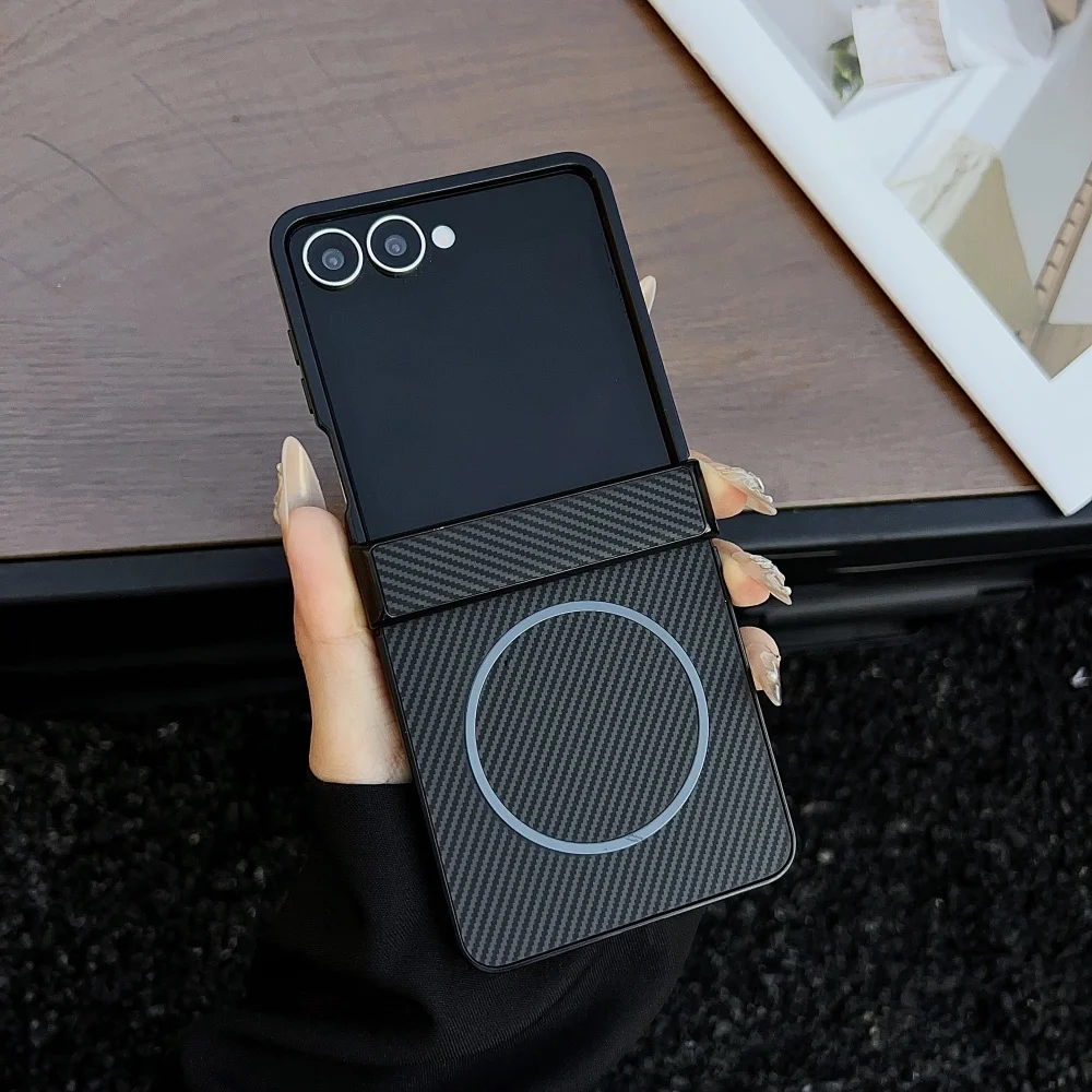 Premium Carbon Fiber Case - Slim Matte Magnetic Wireless Charging Cover