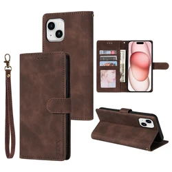 Multifunctional Magnetic Flip Leather Wallet Case with Card Slots and Photo Frame - Anti-Drop Cover for iPhone 13 Mini (Coffee)