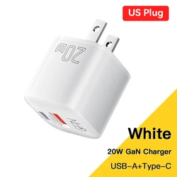 Essager 20W GaN USB-C PD Fast Charger with QC 3.0 Technology - US White 01