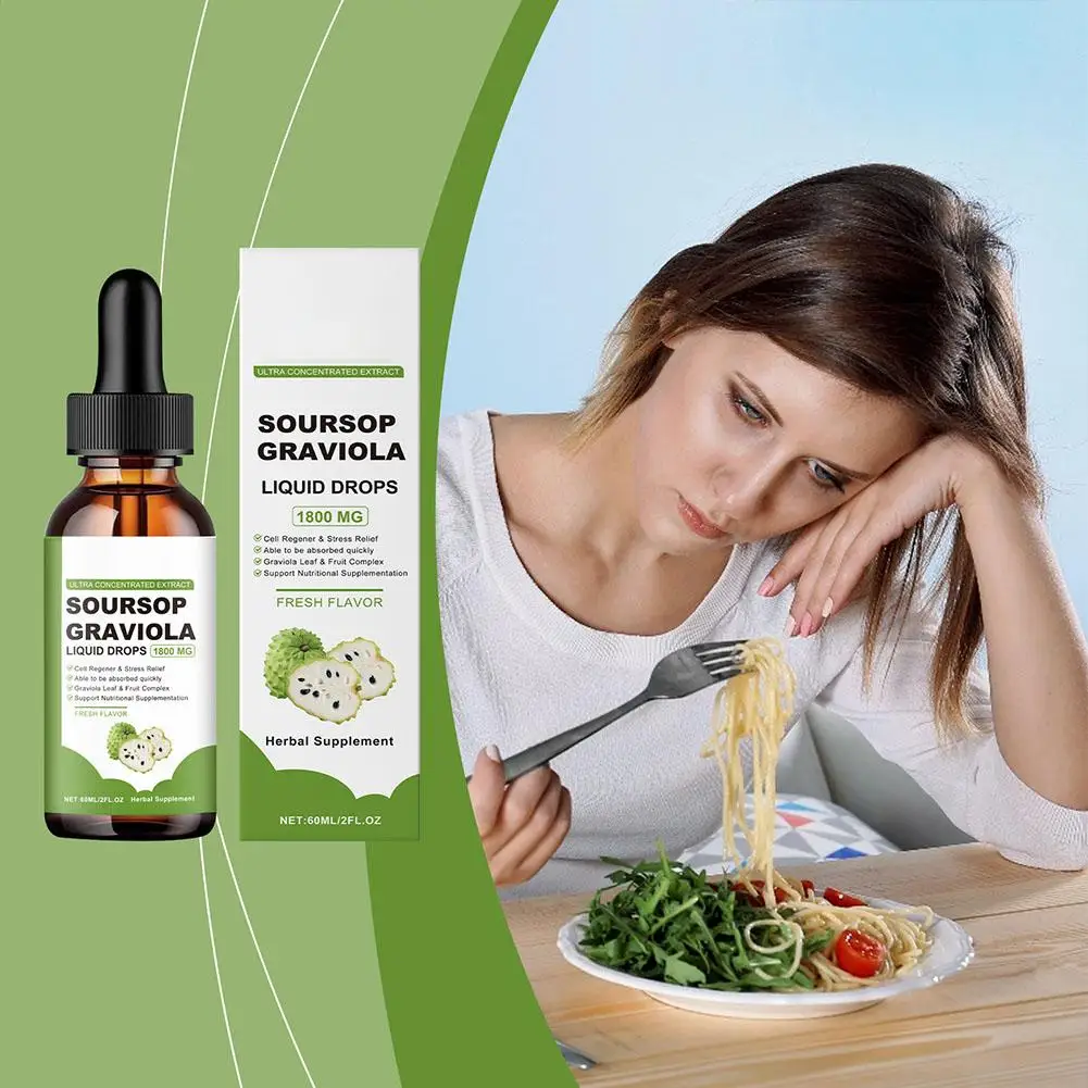 Soursop Supplement 5 Bottles 60ml Liquid Drops Antioxidant Digestion Cellular Health Immunity