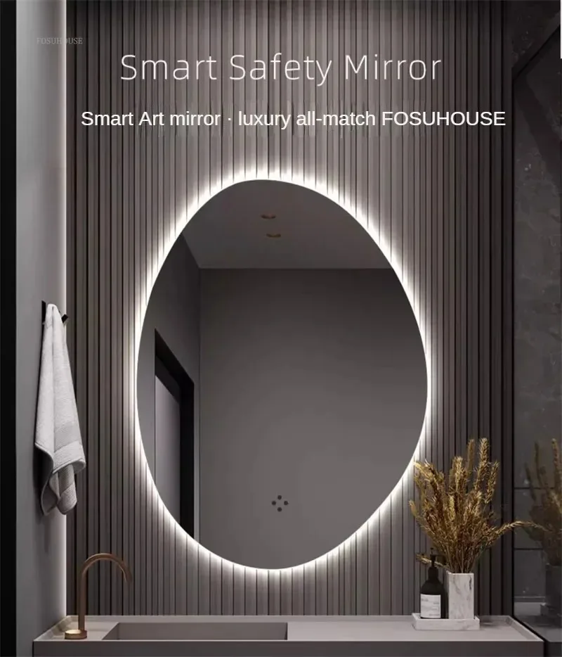 Description Picture 6 of itemModern Smart Bath Mirrors Wall-mounted Touch Screen Bedroom Makeup Mirror Bathroom Mirror with Light Hotel Decorative Mirrors