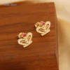 MHS.SUN Delicate Gold Color Crystal Zircon Crown Stud Earrings For Woman Girls Kids Trendy Jewelry Accessories Wholesale