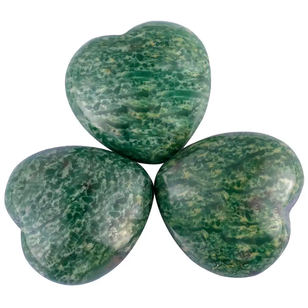 TUMBEELLUWA 5Pcs/Lot Healing African Jade Love Heart Shape Worry Stone Puff Pocket Stones For Chakra Balancing