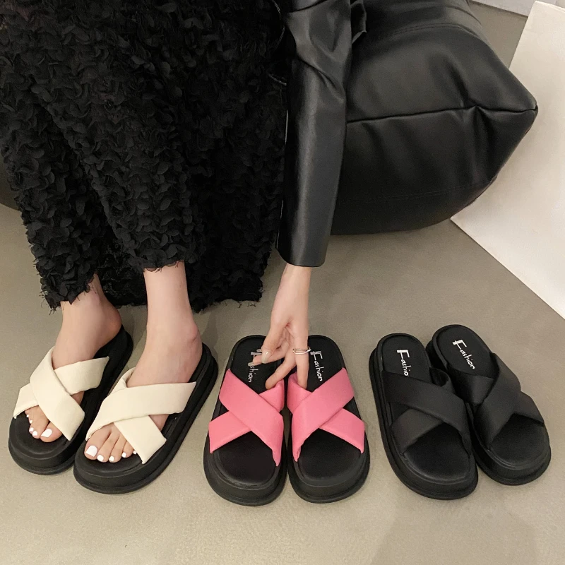 

Women's Slippers with Thick Soles Summer Shoes Fashion Casual Open Toe Beach Slides Woman Comfort Platform Slipper Sandals Lady