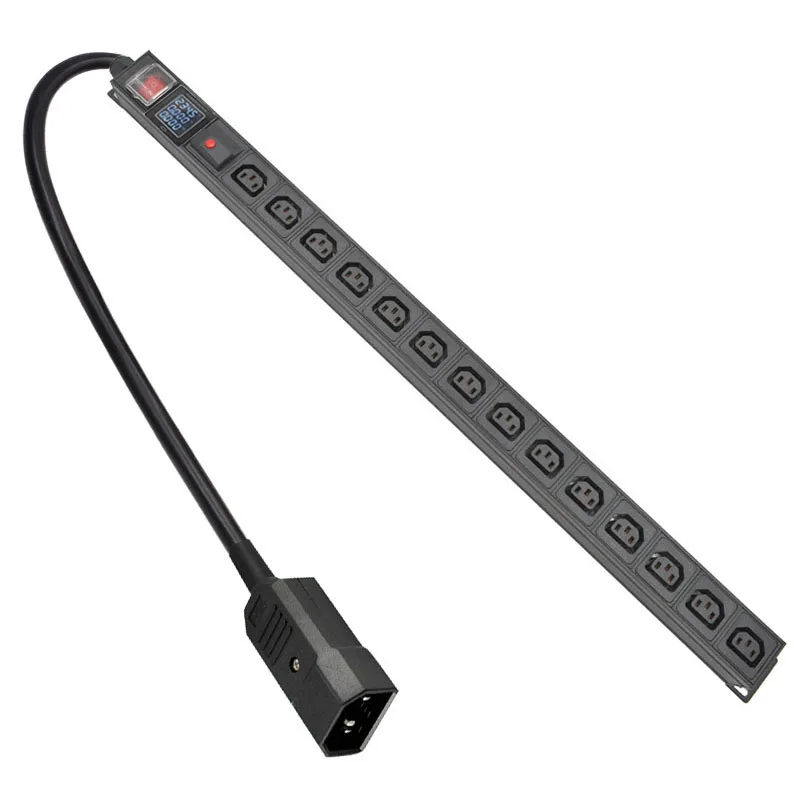 

PDU Power Strip Distribution Digital display ammeter C13 14 Way output socket 2m Extension Cord With overload protection