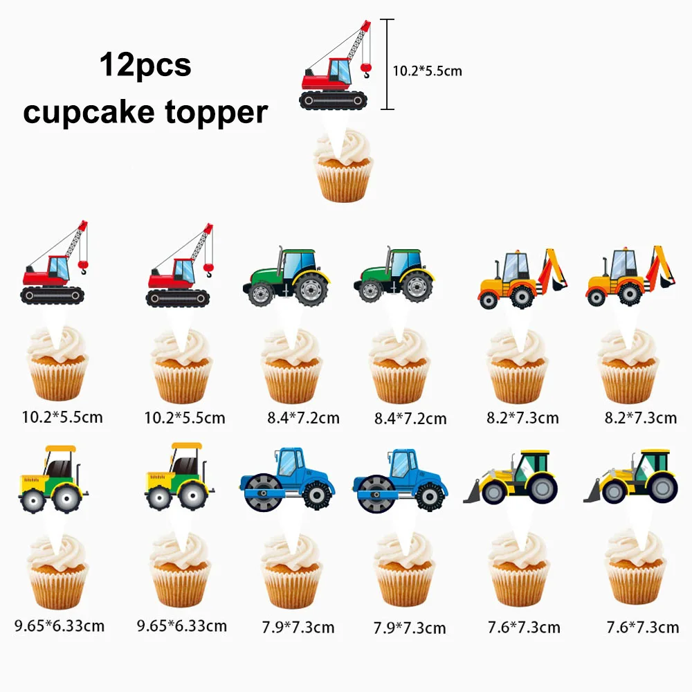 Farm Tractor Birthday Party Supplies Set: Green Tractor Plates, Cups & Napkins
