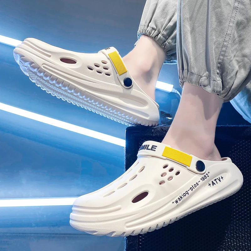 Summer Clogs Slippers Men Clogs Slippers Soft Sole Breathable Beach Slippers Men Home Slippers Outdoor Antiskid Slippers - Image 4