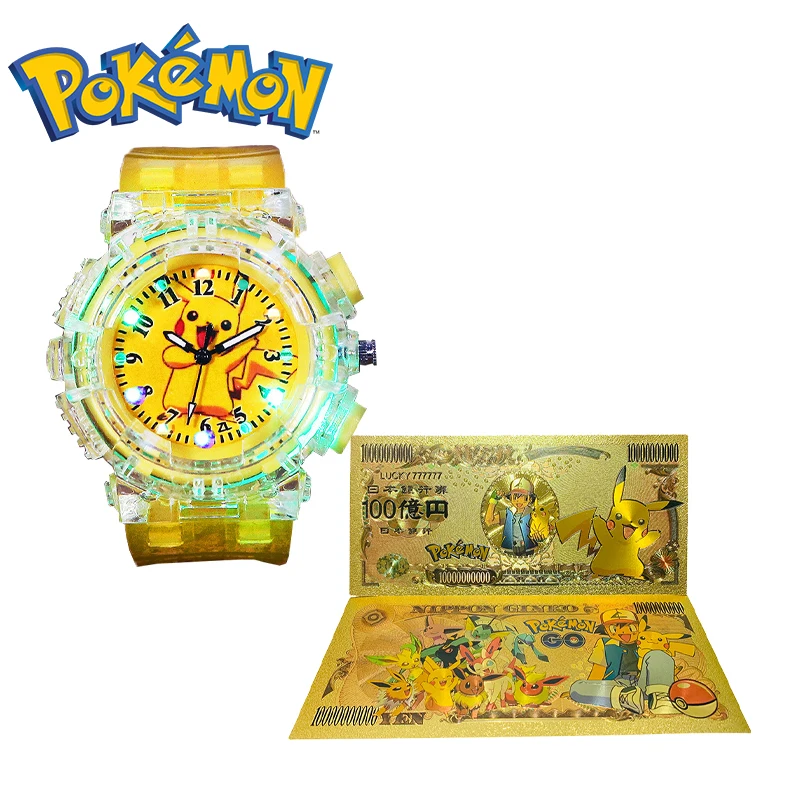Orologio Elettronico Pokemon Quadrante Luminoso Pokragon Bill Banconota Commemorativa Pikachu Watch Gift Pokemon Figure Giocattoli Periferici