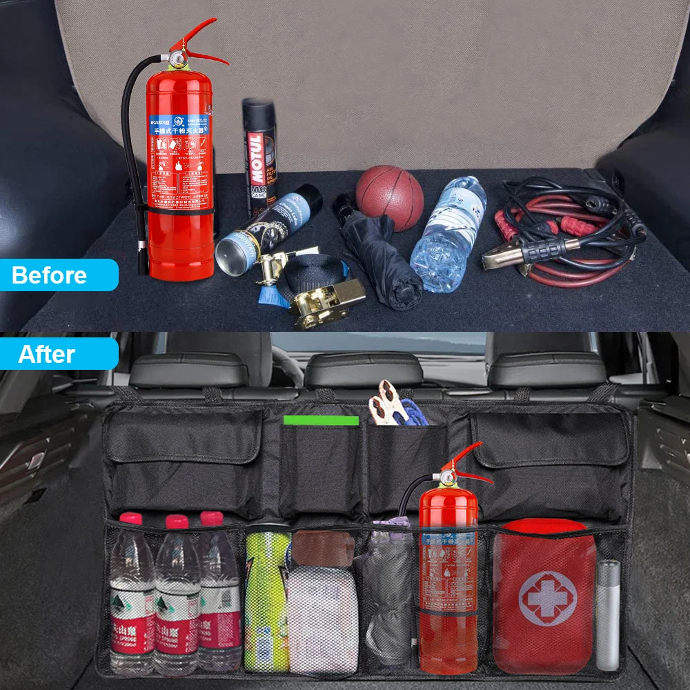 

Universal Car Trunk Organizer Adjustable Backseat Storage Bag Net High Capacity Multi-use Oxford Automobile Seat Back Organizers