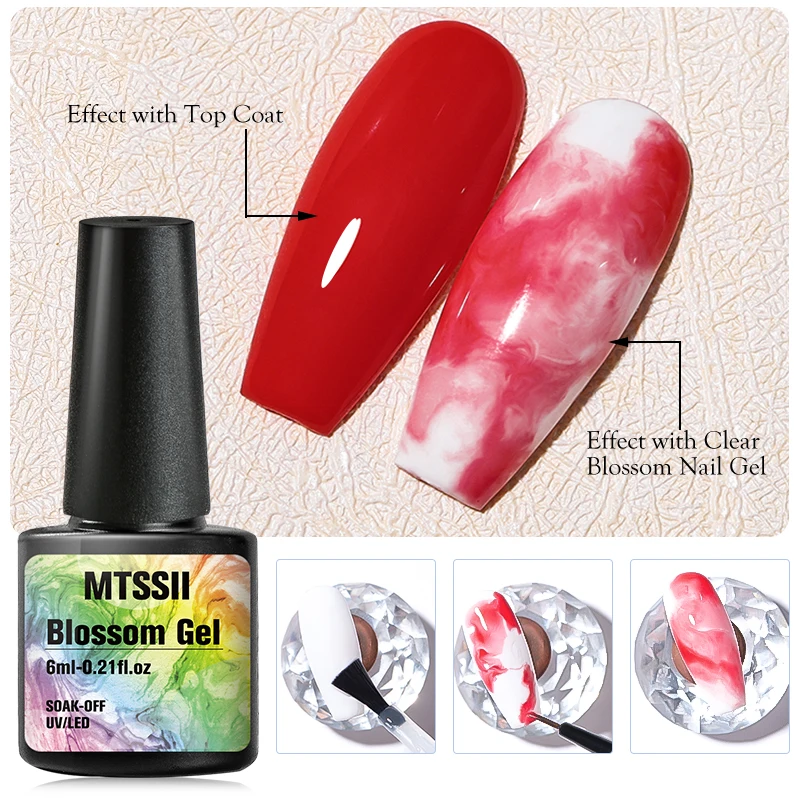 Mtssii Blossom Gel Nail Art Transparent Blossom Nail Polish Blooming Smook Effect Flower Gel Polish Soak off UV Nail Glue Gel