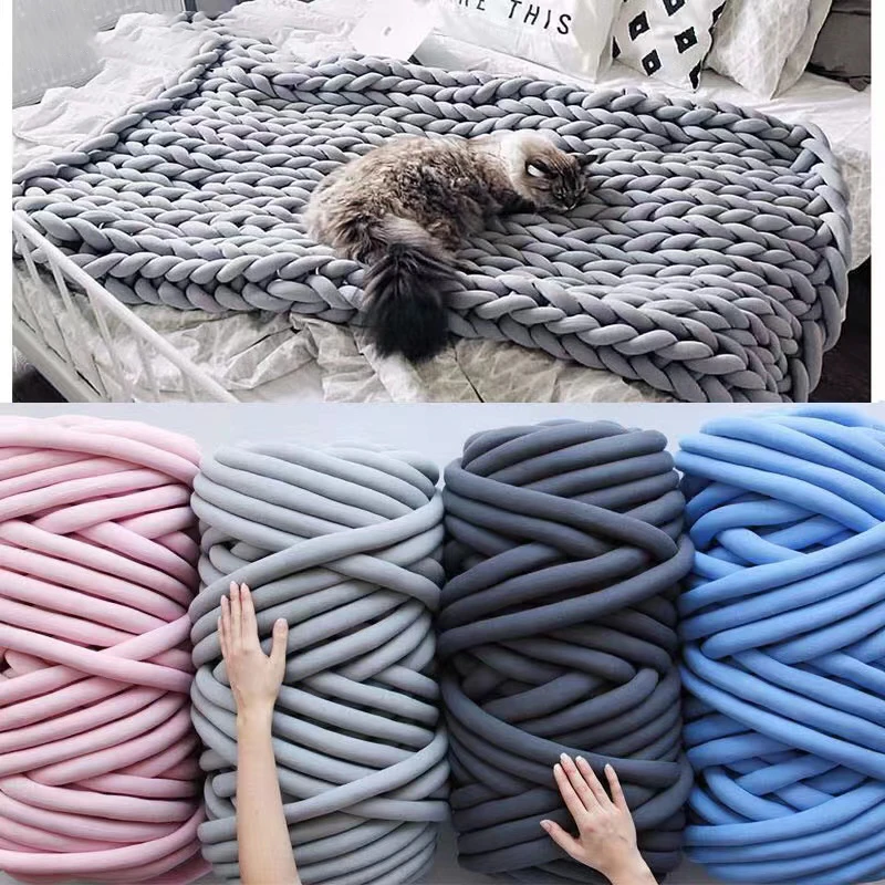 

0.5KG Thick Super Bulky Chunky Yarn For Hand Knitting Crochet Soft Big Cotton DIY Arm Knitting Roving Spinning Yarn For Blanket