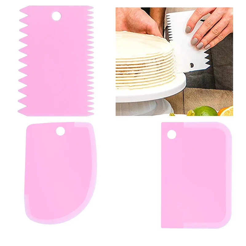 

3pcs Cake Scraper Plastic Baking Tools Plastic Cream Scraper Cream Cake Dough Cutter Baking Kitchen Accessories Gadgets Kitchen