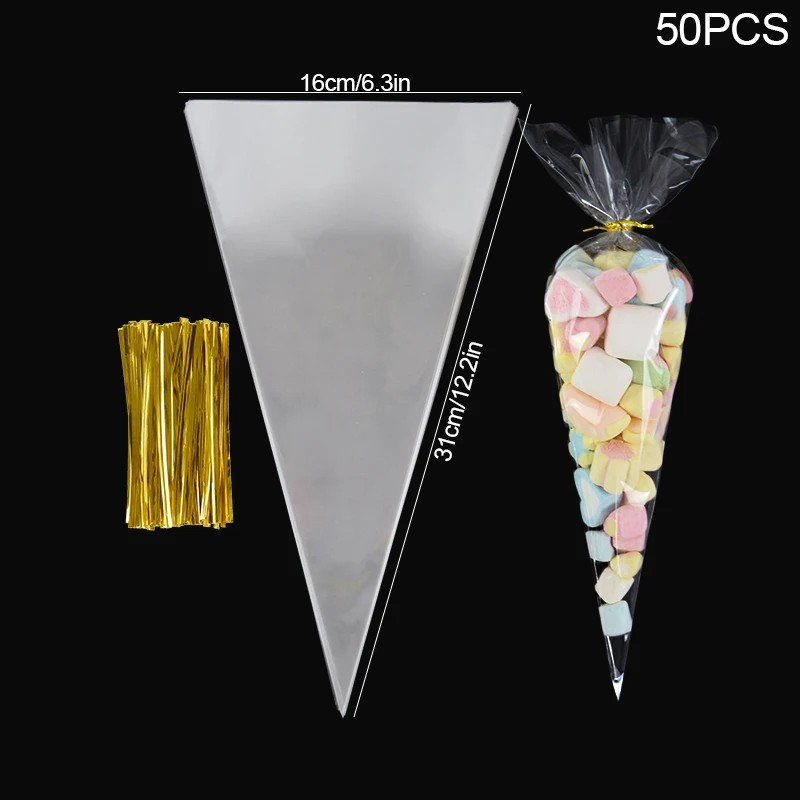 50-Pack Transparent Treat Bags