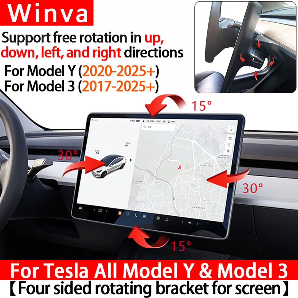 For Tesla Model Y Juniper 2025 & Model 3 Highland 2024-2025 4-direction Screen S