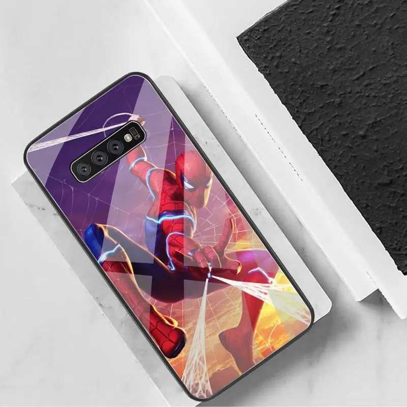 Bandai Marvel Superhero Spiderman Phone Case Tempered Glass For Samsung S20 Plus S7 S8 S9 S10 Note 8 9 10 Plus samsung silicone cover Cases For Samsung