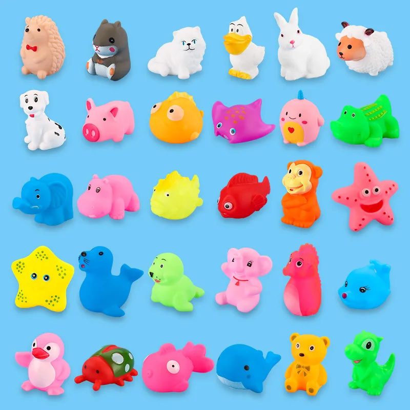 Cute Animals Swimming Water Toys For Children Soft Rubber Float Squeeze Sound Squeaky Bathing Toy For Baby Bath Toys 3