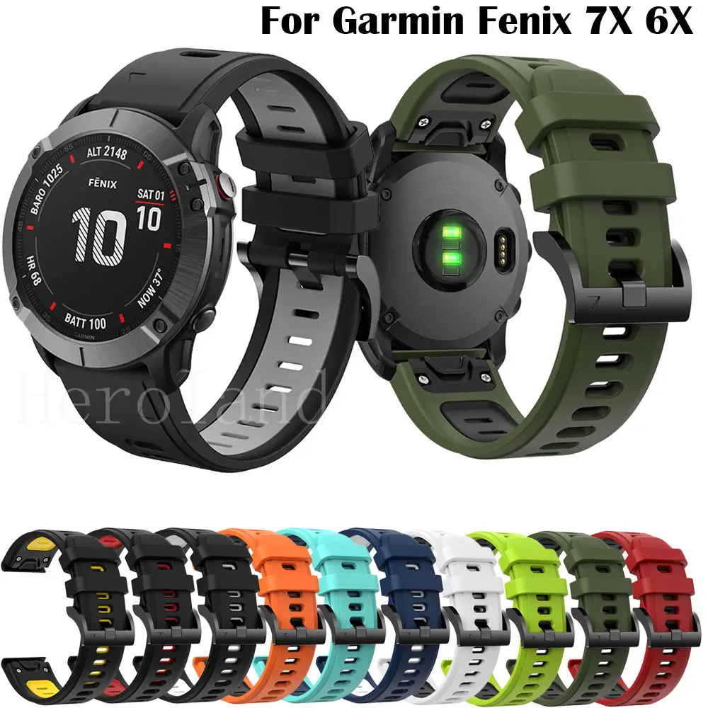 

26mm WatchBand Strap For Garmin Fenix 7X 6X 6XPro 5X Easyfit Sport Silicone Wriststrap Quick Release For Garmin Fenix 3 HR Band