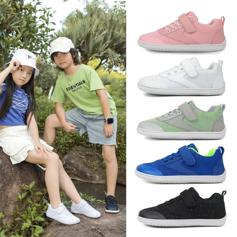 Kids Sneakers Cross Trainer Barefoot Shoes Wide Toe Box Boys Girls Sneakers Kids Lightweight Slip on Walking Shoes Breathable