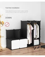 Meuble de maison multifonction en plastique, armoire de chambre à coucher, rangement pliable, armoire à vêtements, cloison de séparation en tissu, livraison gratuite 4