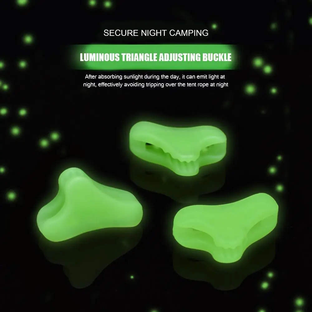 Anti-slip Triangle Tent Rope Buckle Support Rod Thunder Proof Caps Adjustable Outdoor Camping Luminous Awning