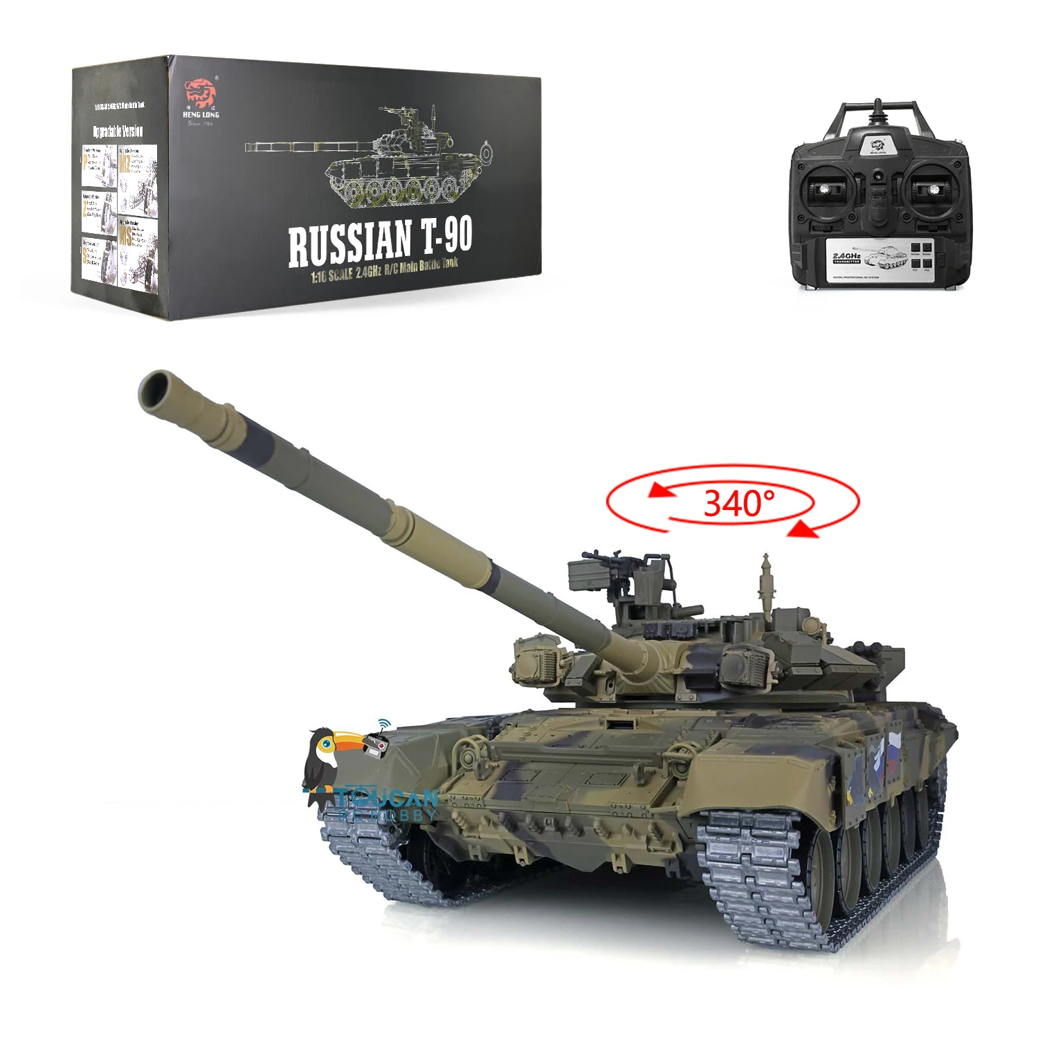 2.4G Henglong 1/16 7.0 Russia T90 Rc Tank 3938 Metal Tracks Bbs Shoot Blindato Battle Vehicle Toys Th17849-Smt7