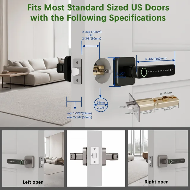 Fingerprint lock Biometric door handle Smart Password Electric Digital Lock Tuya Keyless Security Door Knob for Home 5