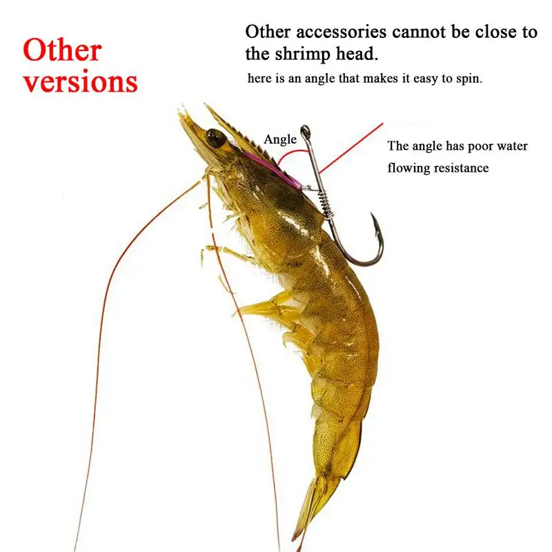 Live Shrimp Fixed Hooks Saltwater Offset Fishing Hooks Reusable Fisherman Tool Portable Fish Accessories with Storage Box