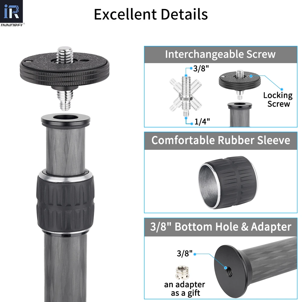 Camera Tripod 10 Layers Carbon Fiber External Mid-Column Extension Rod Universal Tripod Center Column for Tripod Monopod DSLR Camera