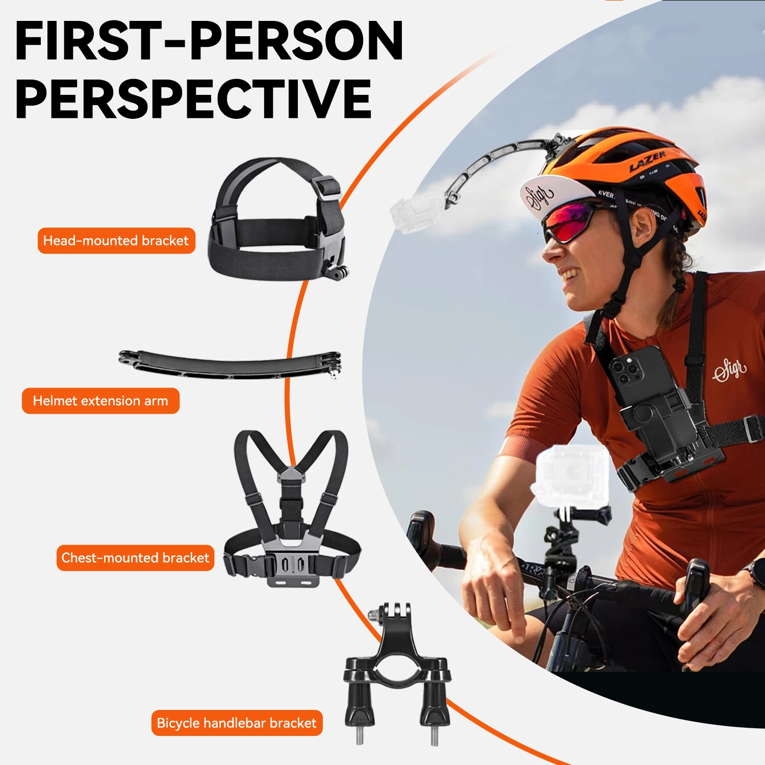 50-in-1 Adventure Kit for GoPro 13/12/11 DJI Action 5/4 Insta360 Ace 360&deg; Bike/Helmet/Chest Mounts Waterproof Case