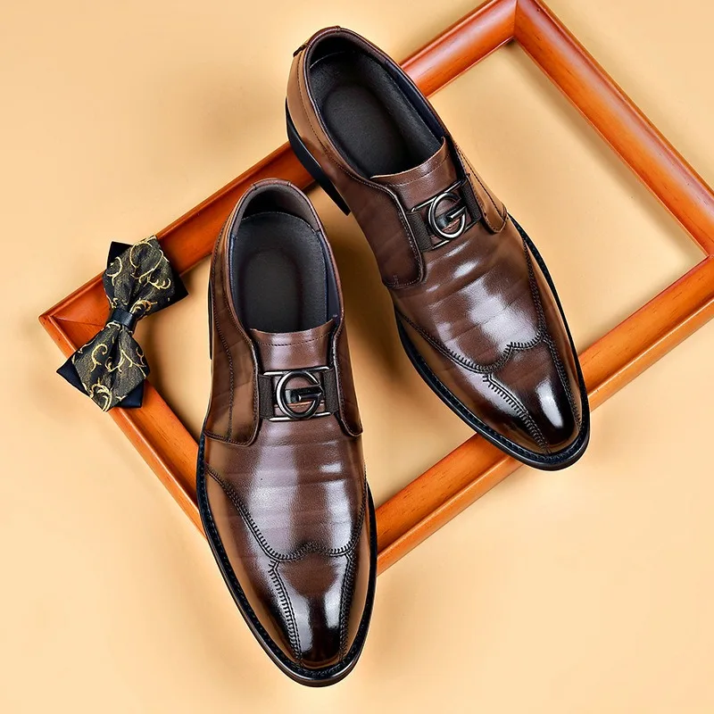 Men Casual Leather Shoes Breathable Business Large Size