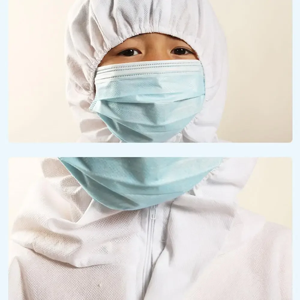 방진 어린이 통기성 보호 작업복 격리 복 후드 어린이 일회용 전신 가운 경량 놀이 의상