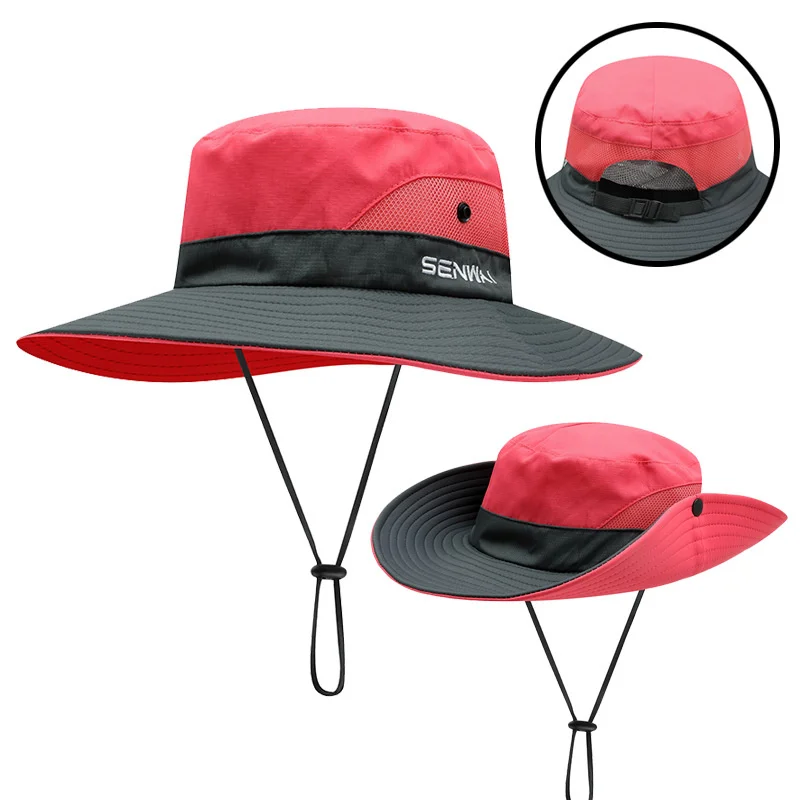 UPF 50+ Wide Brim Sun Hat Waterproof UV Protection Foldable Mesh Beach Fishing Hat Women's Ponytail Bucket sun hat fisherman hat sun protection hat