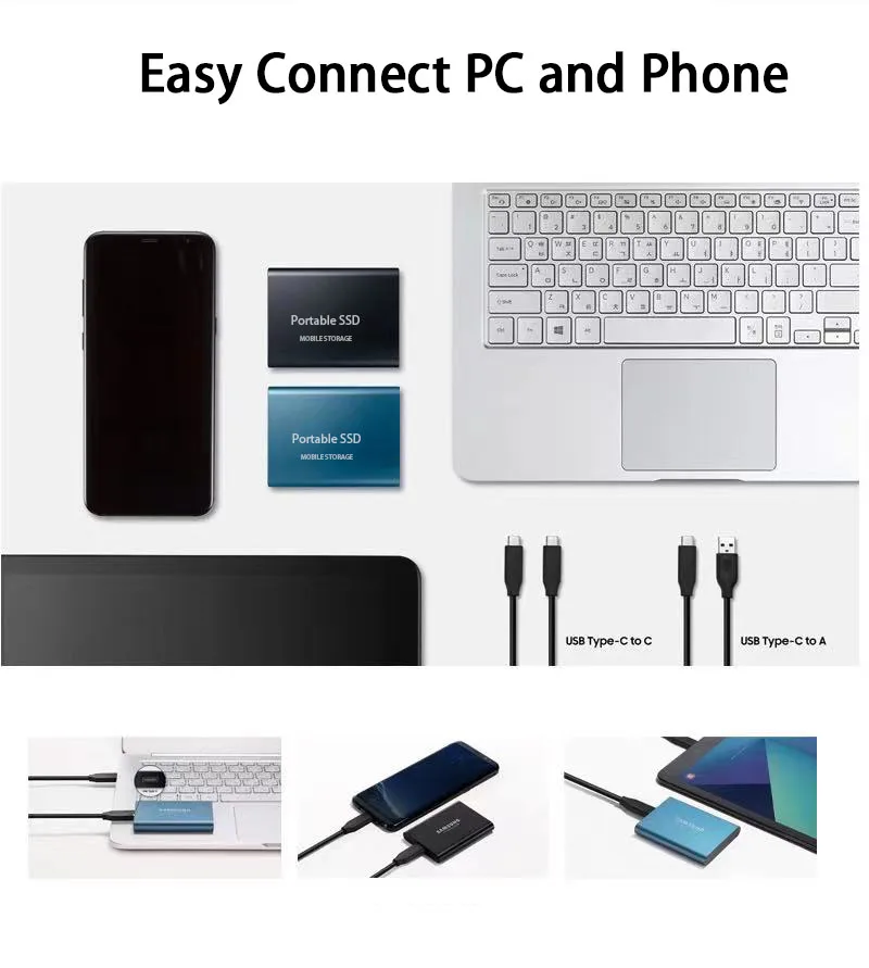 256TB Portable High-speed Mobile Solid State Drive 128TB 16TB 64TB SSD Mobile Hard Drives External Storage Decives for Laptop