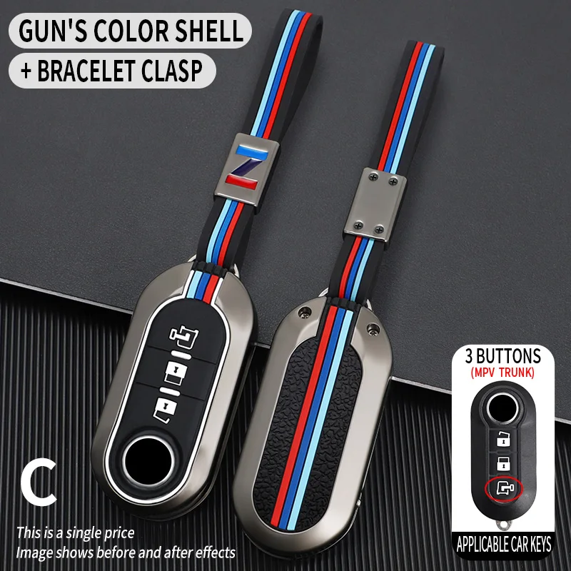 Custodia per chiave auto in lega di zinco Shell Fob per FIAT 500 Ducato panda Punto 500L lancia musa per Citroen jumper per Peugeot Boxer - Sa8b210c9f9f14709bef704d0ffc74e1dQ