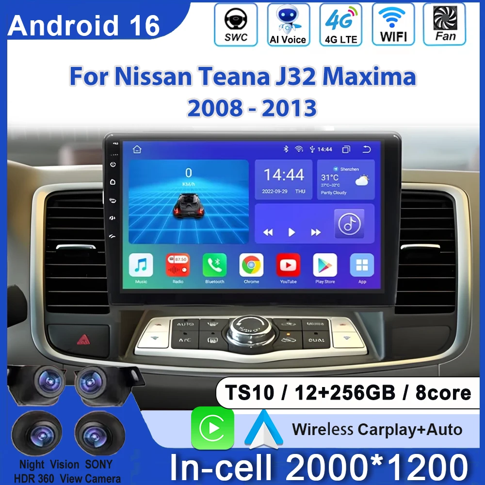 Autoradio Android per Nissan Teana J32 Maxima 2008-2013 Navigazione GPS Video Autoradio GPS Multimedia WiFi Lettore Video 5g 2Din - immagine 2