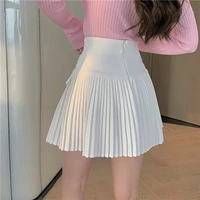 Zwarte Geplooide Rokken Vrouwen Hoge Taille Mini Rok Metalen Letter D Ontwerp A-lijn Clubwear Koreaanse Sexy Streetwear Tonen Ca - Image 3