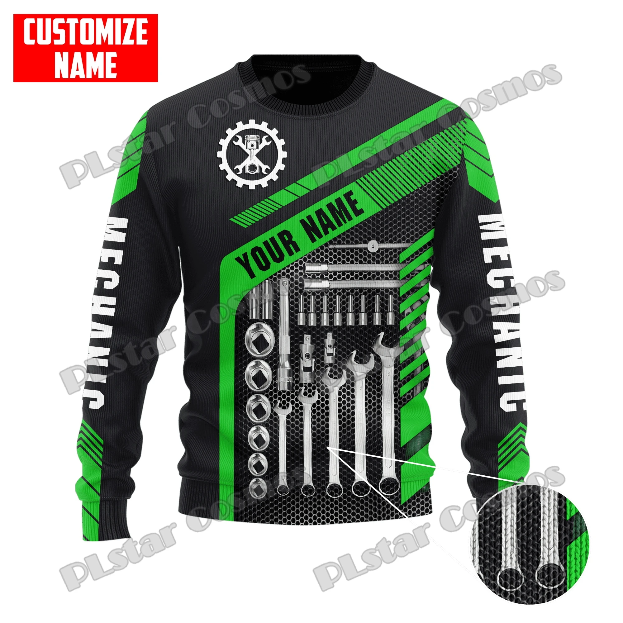 Personalisierter Name Mechaniker Muster 3D gedruckt Mode Herren hässlicher Weihnachtspullover Winter Unisex Casual Strickwaren Pullover MYY48 – Detail 10