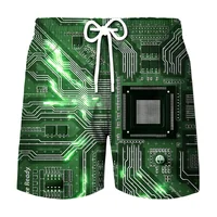 3D Printing Electronic Chip Short Pants Men Summer Beach Shorts Cool Street Circuit Board Graphic Swimsuit Gym Surf Swim Trunks 1