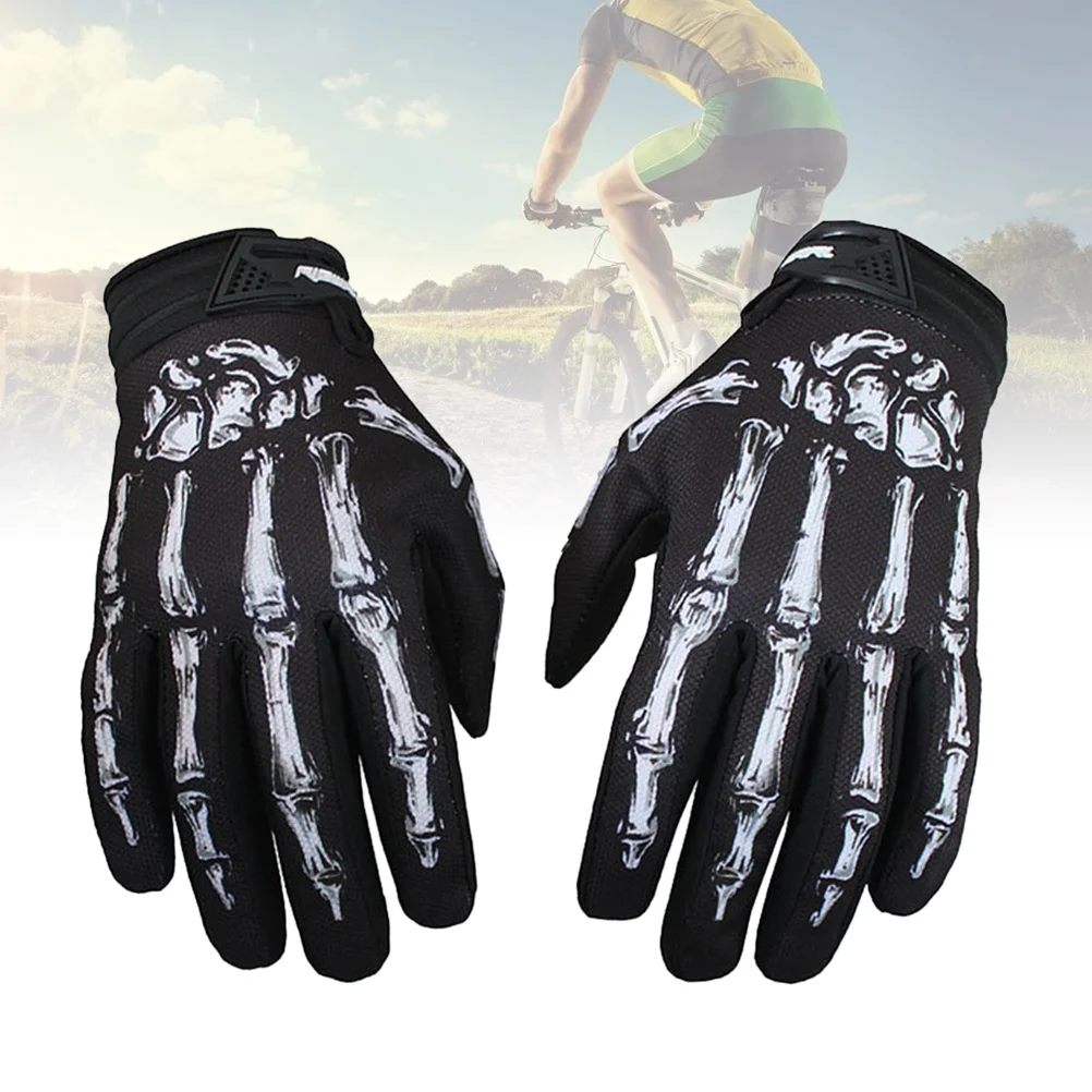 

1 Pair of Ridding Gloves Scary Skull Finger Gloves Ghost Paw Gloves Portable Gloves for Men and Women White L